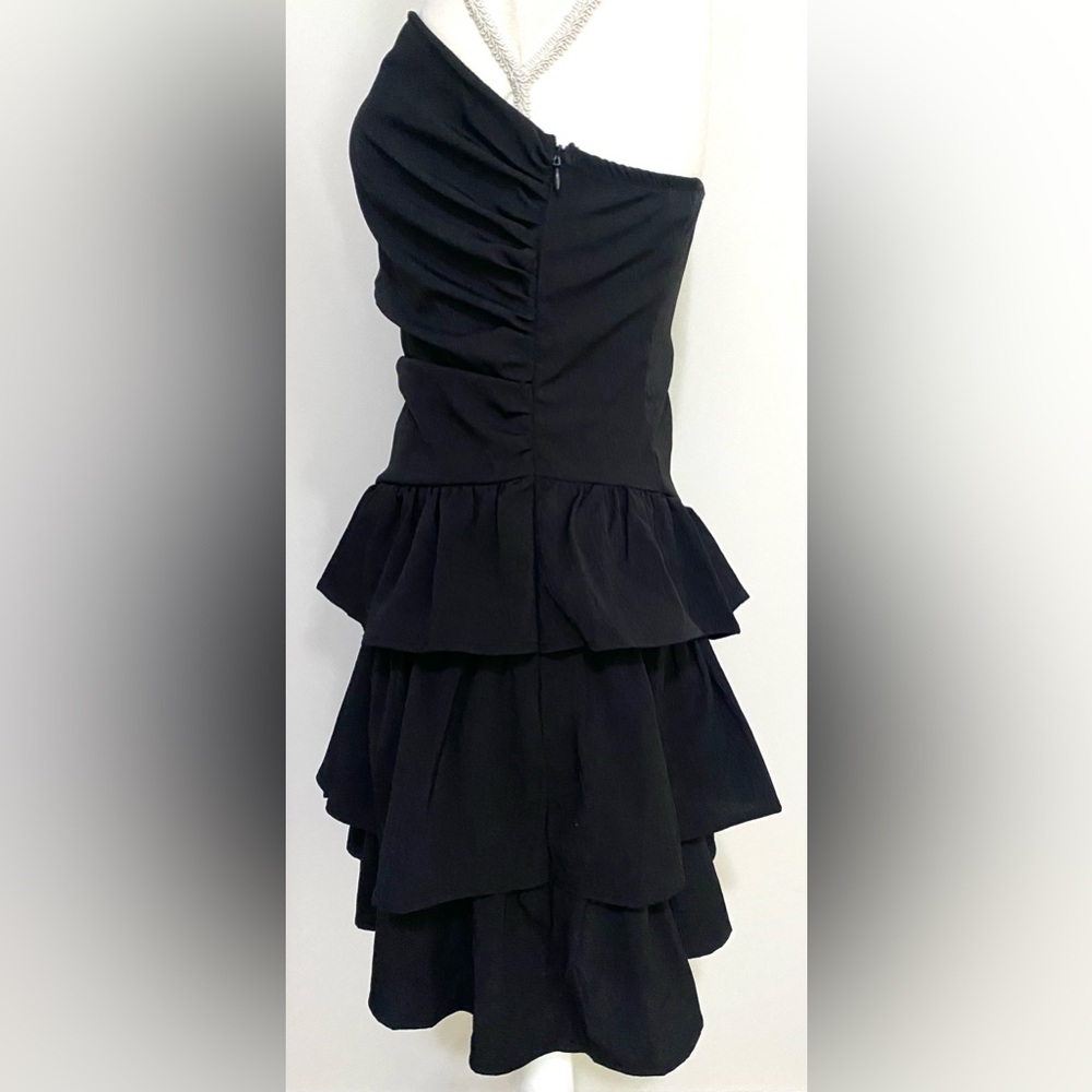 SHEIN Women M Black Strapless Dress Ruffles Retro Y2K Fall Preppy 90s Minimalism - Picture 7 of 15